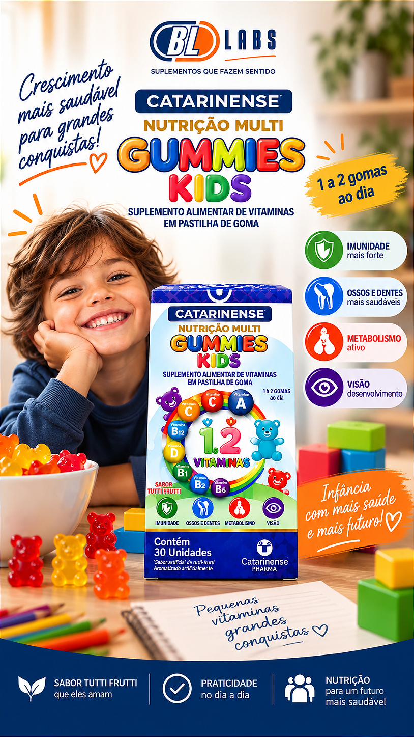 Polivitamínico Infantil Gummies Kids Catarinense 30 Gomas