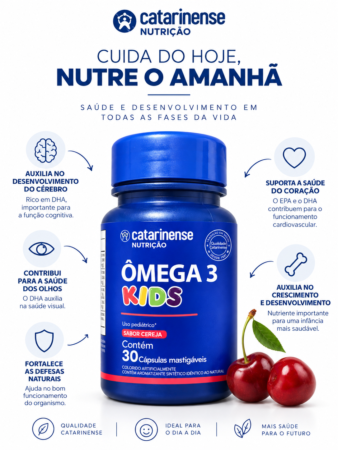 Omega 3 Infantil Kids Mastigável Criança Dha - Sabor Cereja Cereja