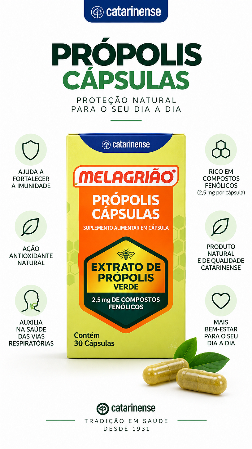 Própolis Verde Melagrião Catarinense 30 Cápsulas Extrato