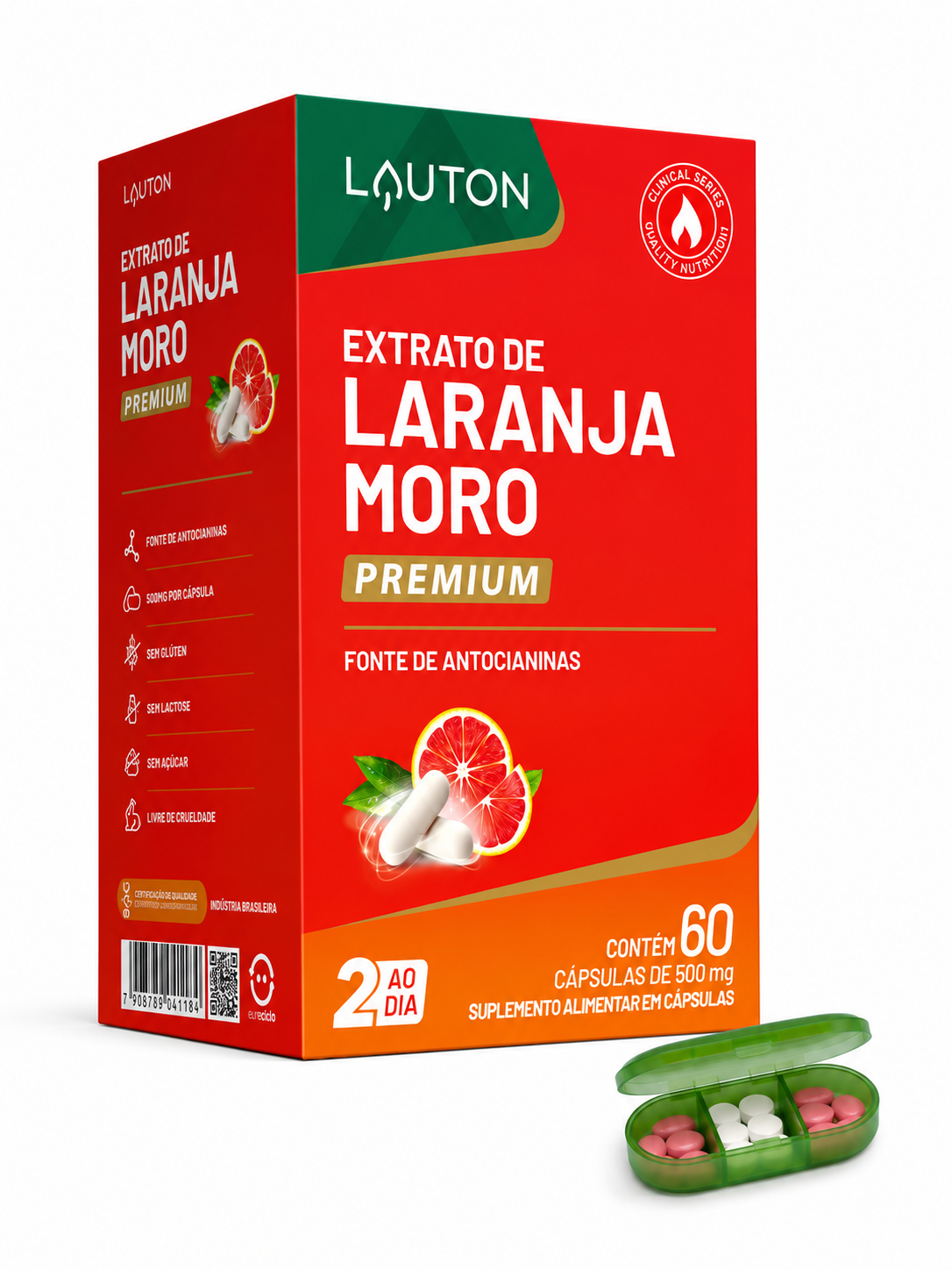 Lauton Extrato De Laranja Moro 500mg 60 Cápsulas Premium