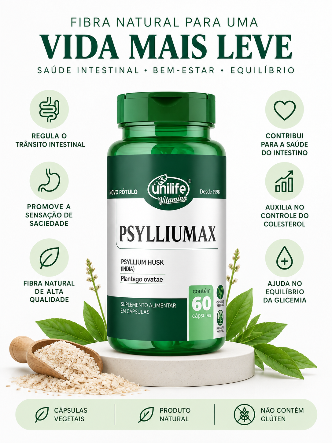 Psylliumax 60 cápsulas da Unilife