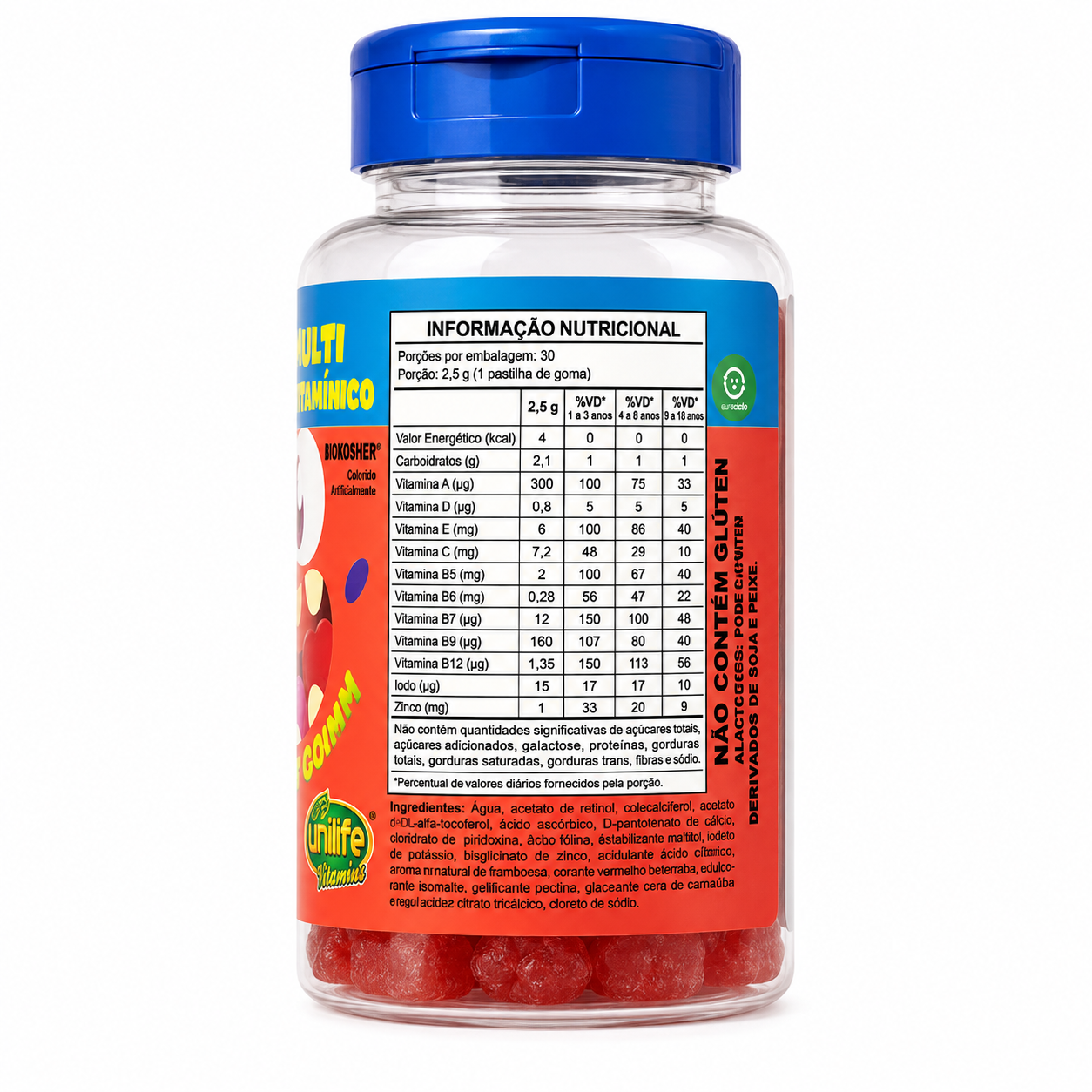 Multivitamínico Kids Bioviton Gummy Unilife 30 Gomas Zero Açúcar Sabor Morango
