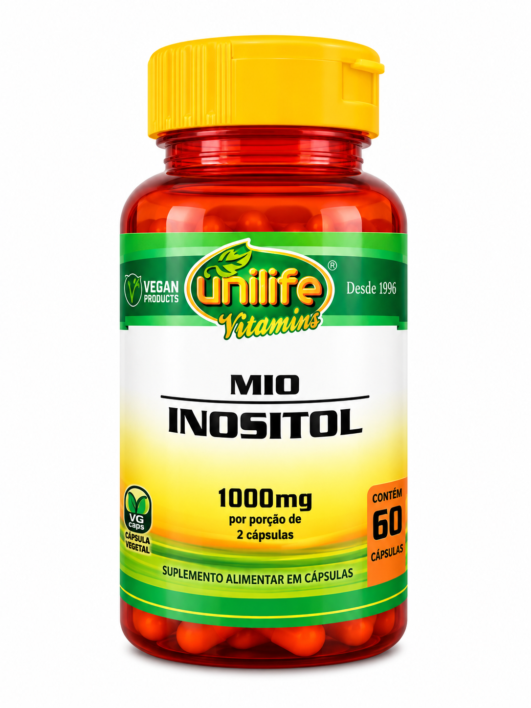 Inositol 1000mg Unilife Vitamins 60 Cápsulas Vegano Mio Sem Sabor
