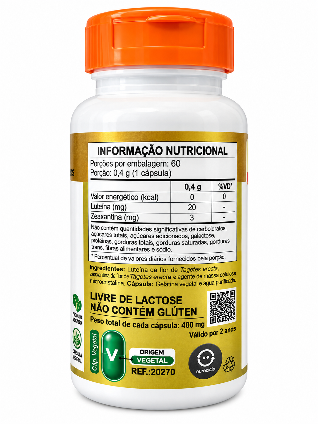 Luteína 20mg + Zeaxantina 3mg Visiovit Unilife 60 Cápsulas