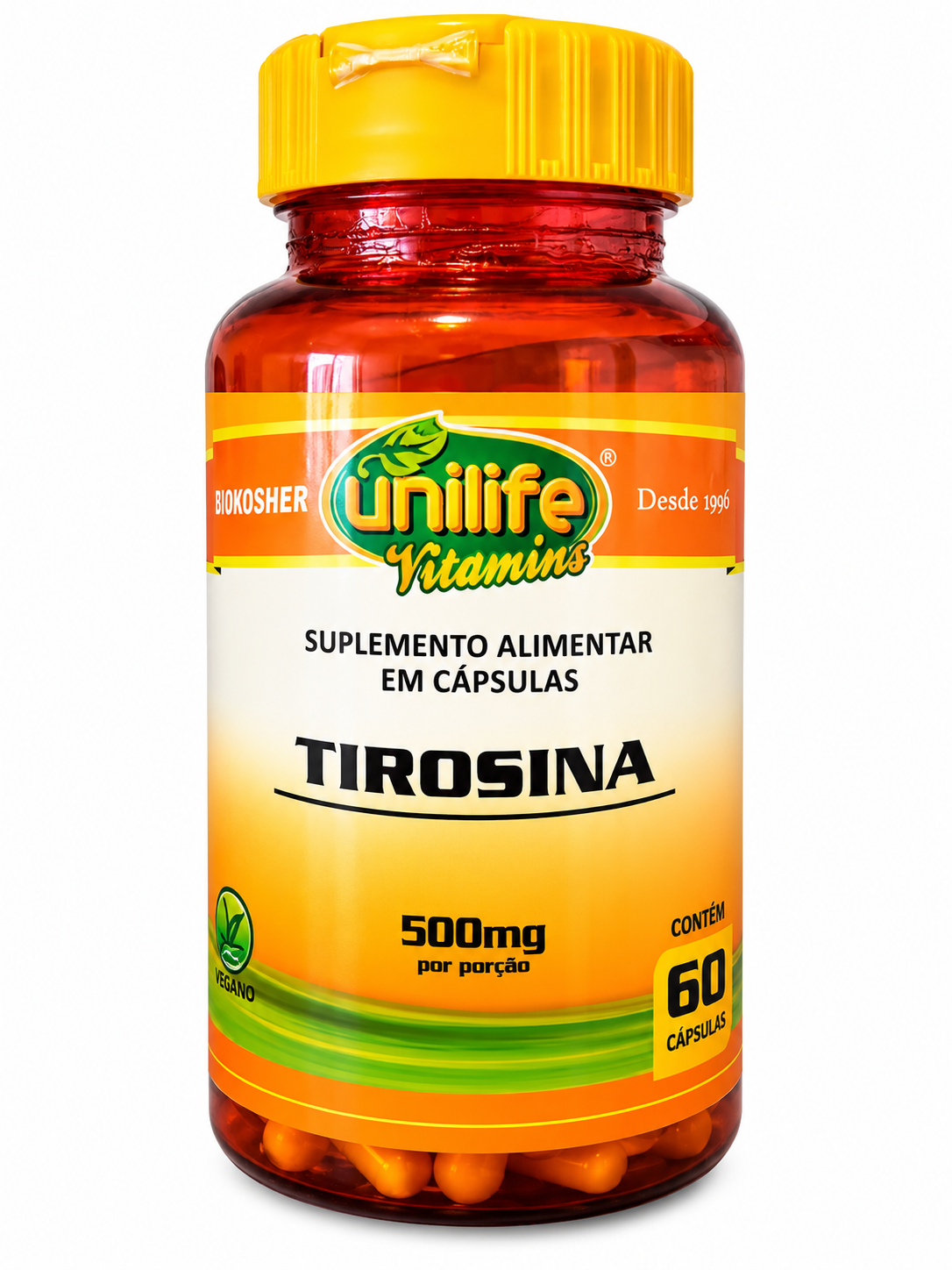 Tirosina 500mg Unilife Vitamins 60 Cápsulas Vegano