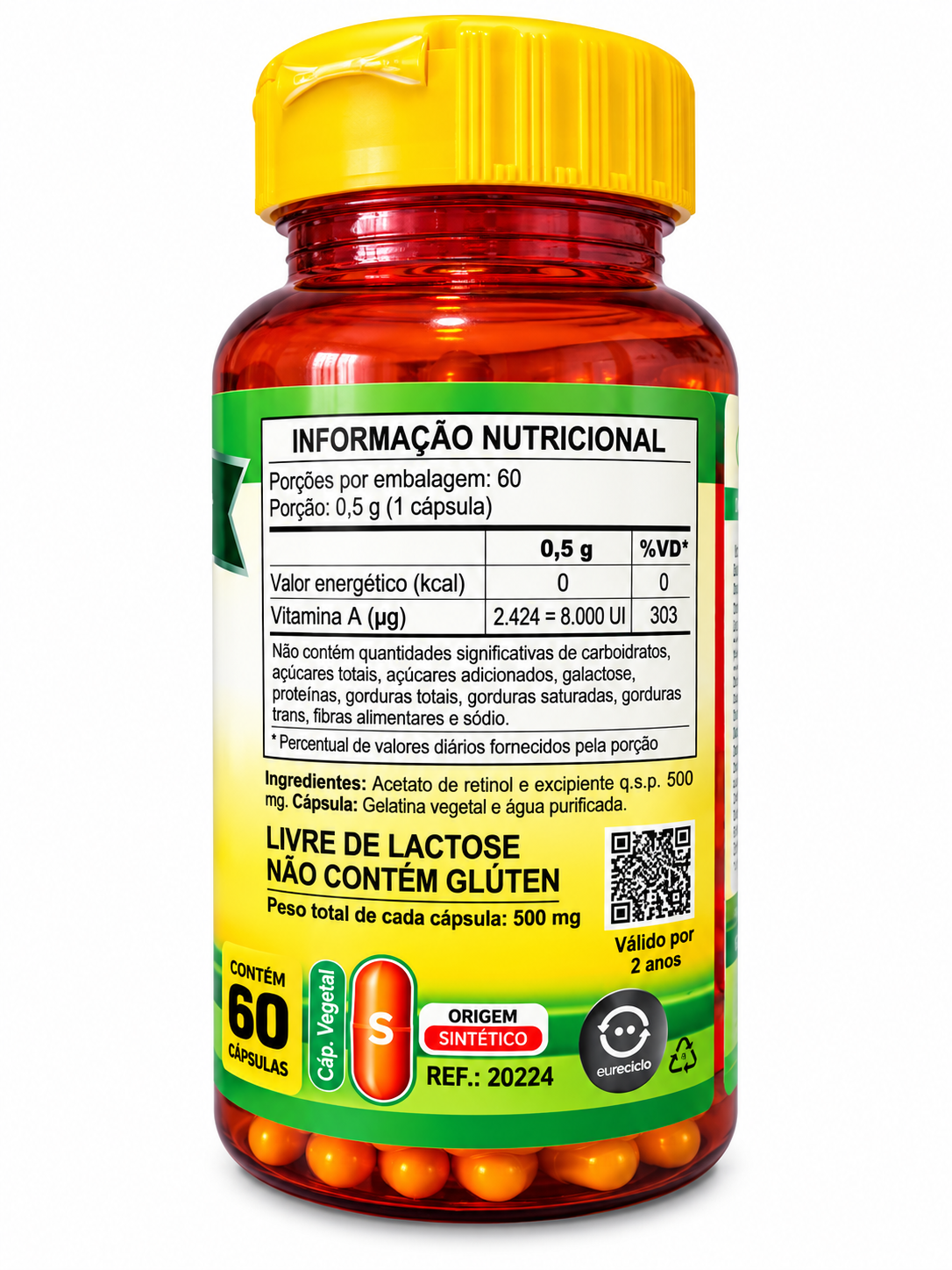 Vitamina A Retinol 8000 Ui Unilife Vitamins 60 Cápsulas Sem Sabor