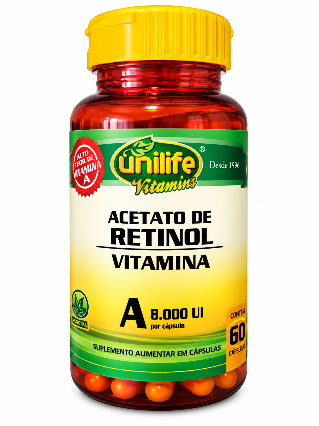 Vitamina A Retinol 8000 Ui Unilife Vitamins 60 Cápsulas Sem Sabor