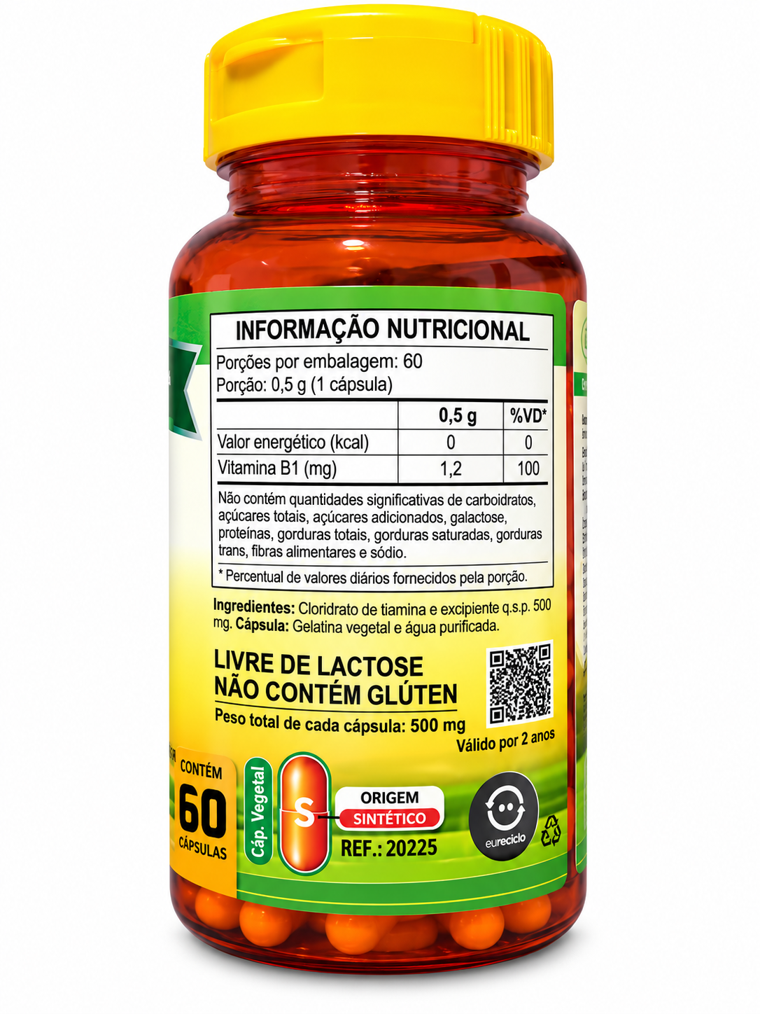 Vitamina B1 Tiamina 1,2mg Unilife Vitamins 60 Cápsulas Vegano