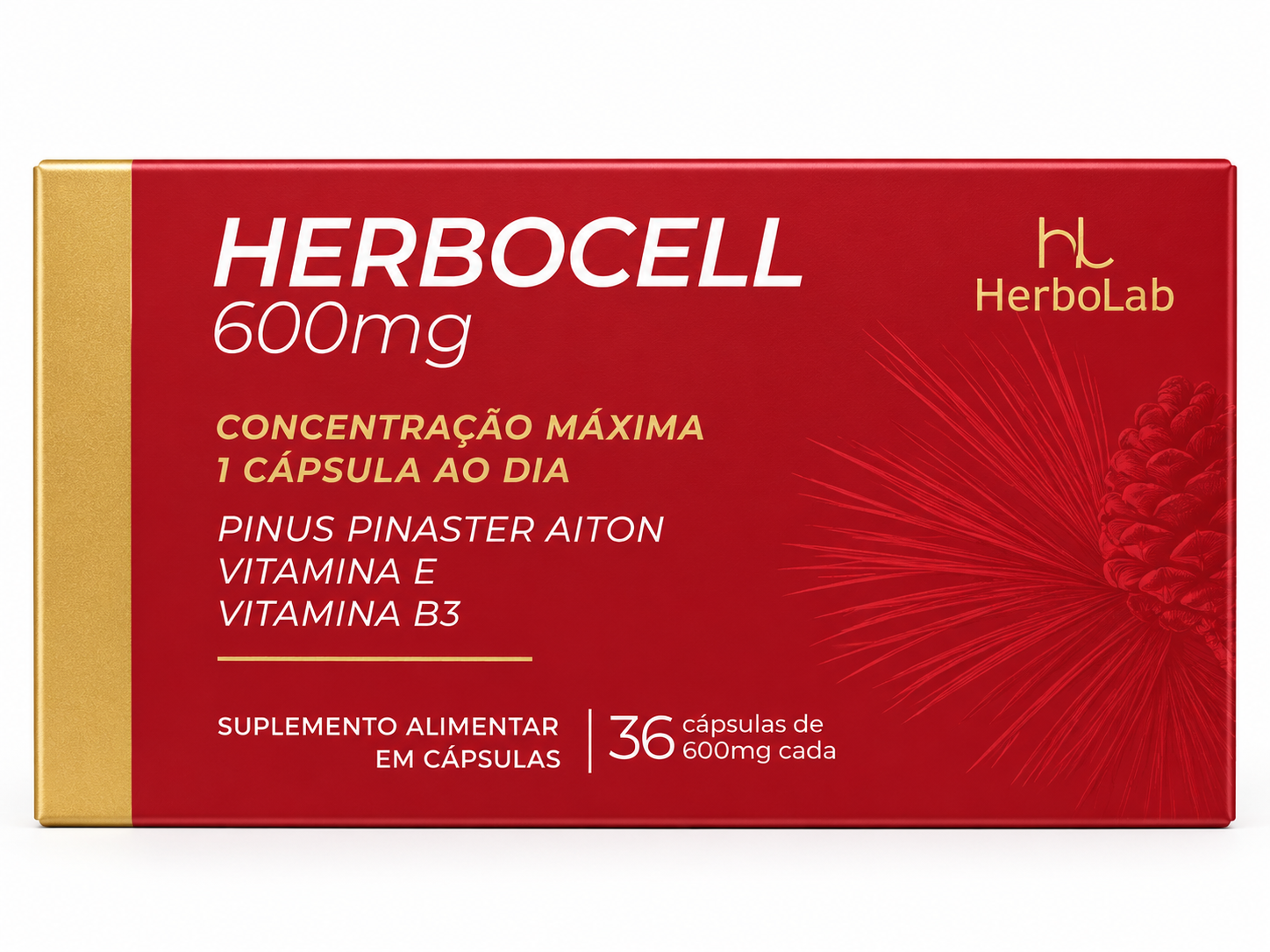 Herbocell 600mg Pinus Pinaster Vitamina E B3 HerboLab 36 Cápsulas
