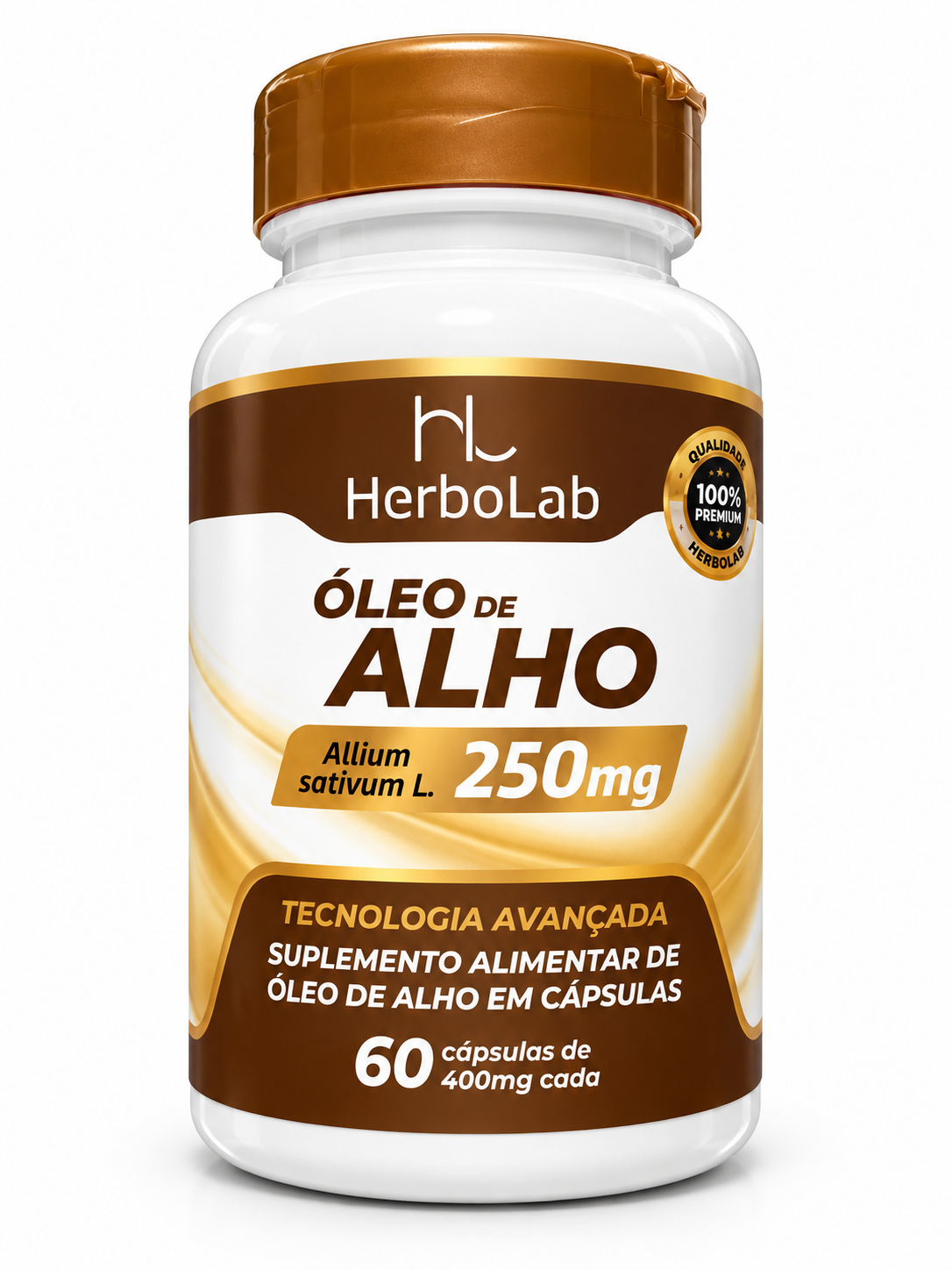 Óleo de Alho 250mg Allium Sativum HerboLab 60 Cápsulas