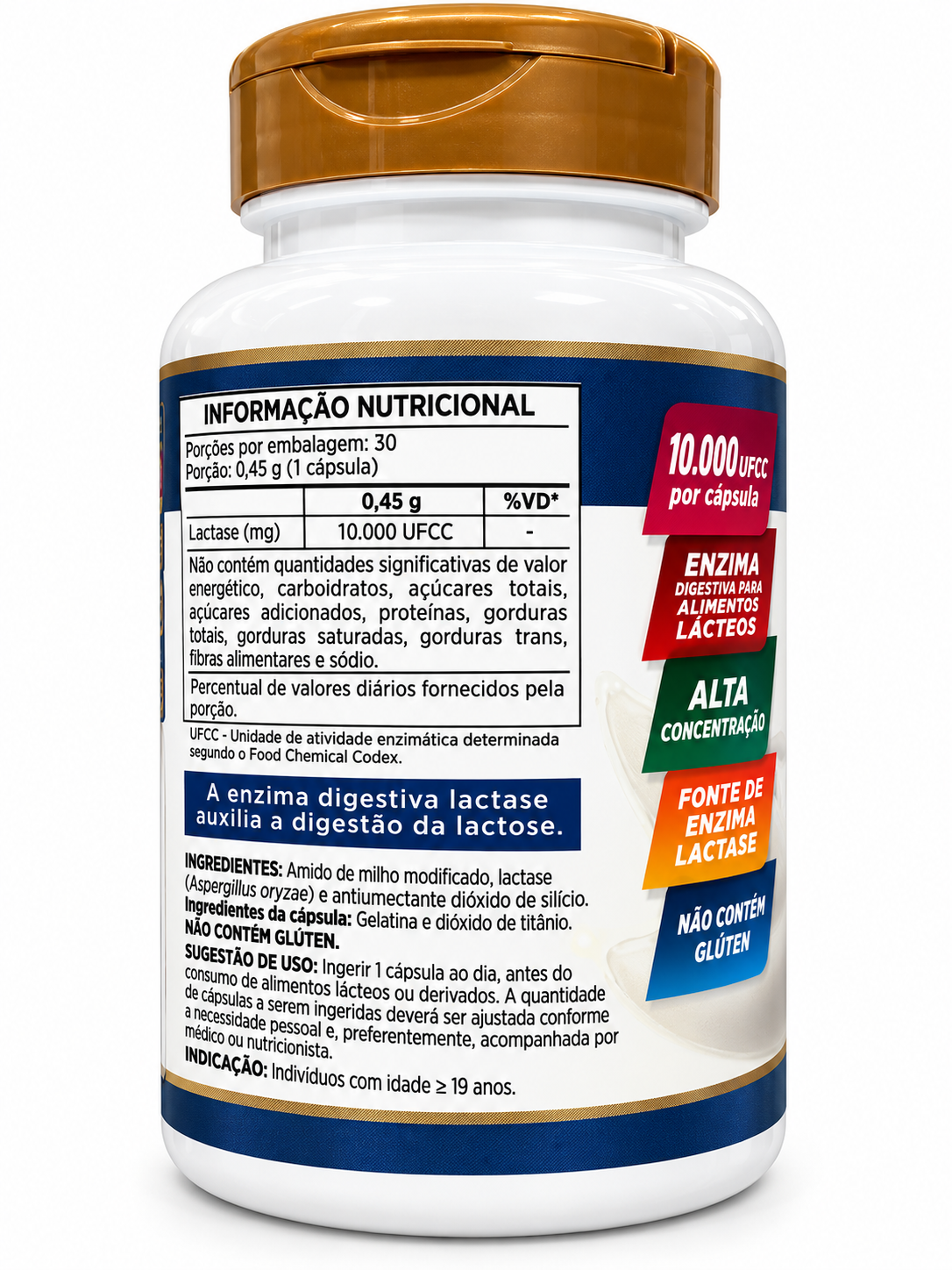 Lactase HerboLab 30 Cápsulas 450mg Auxilia Digestão Lactose