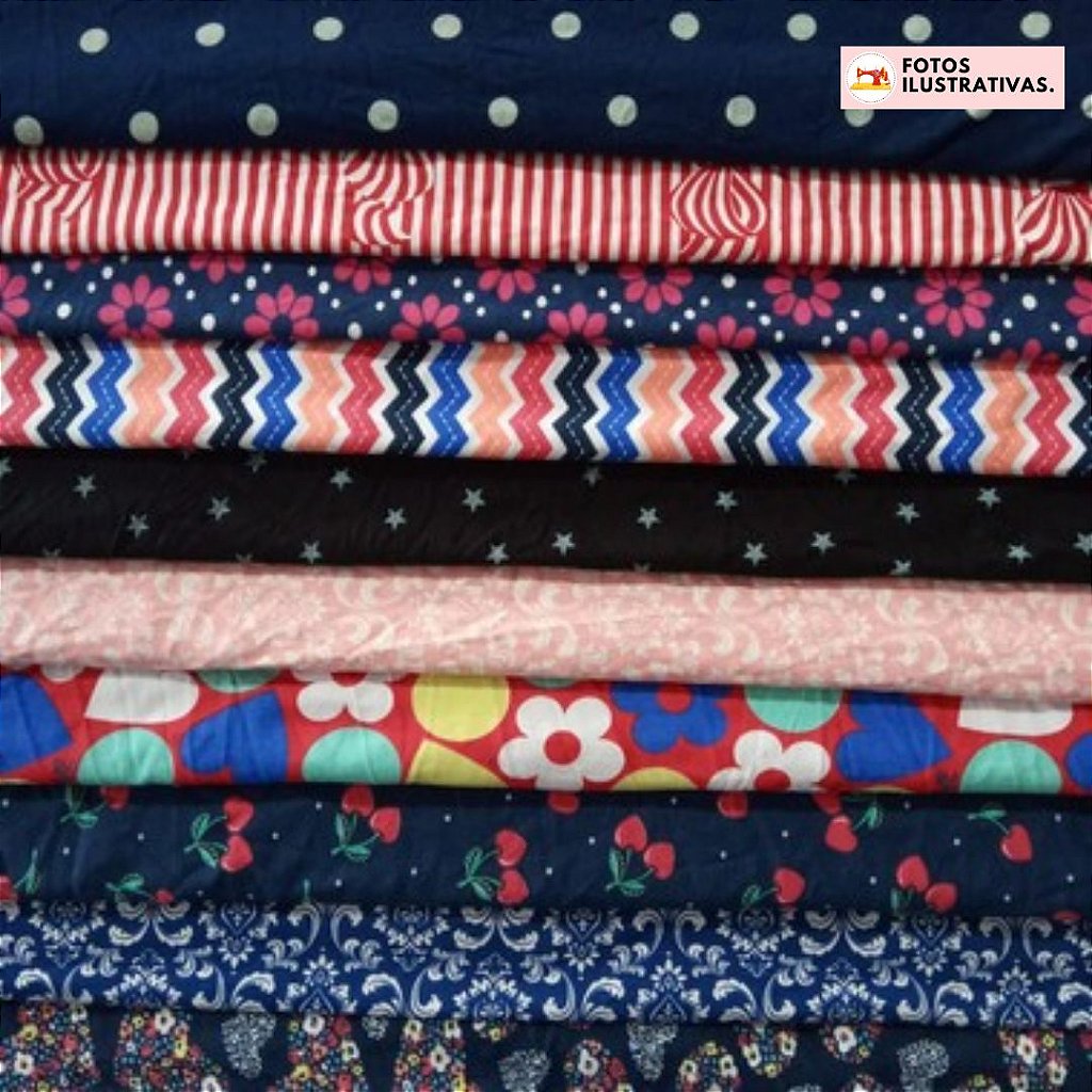 Tecido Cotton em Retalho Estampado Sortido - Caixa com 5KG