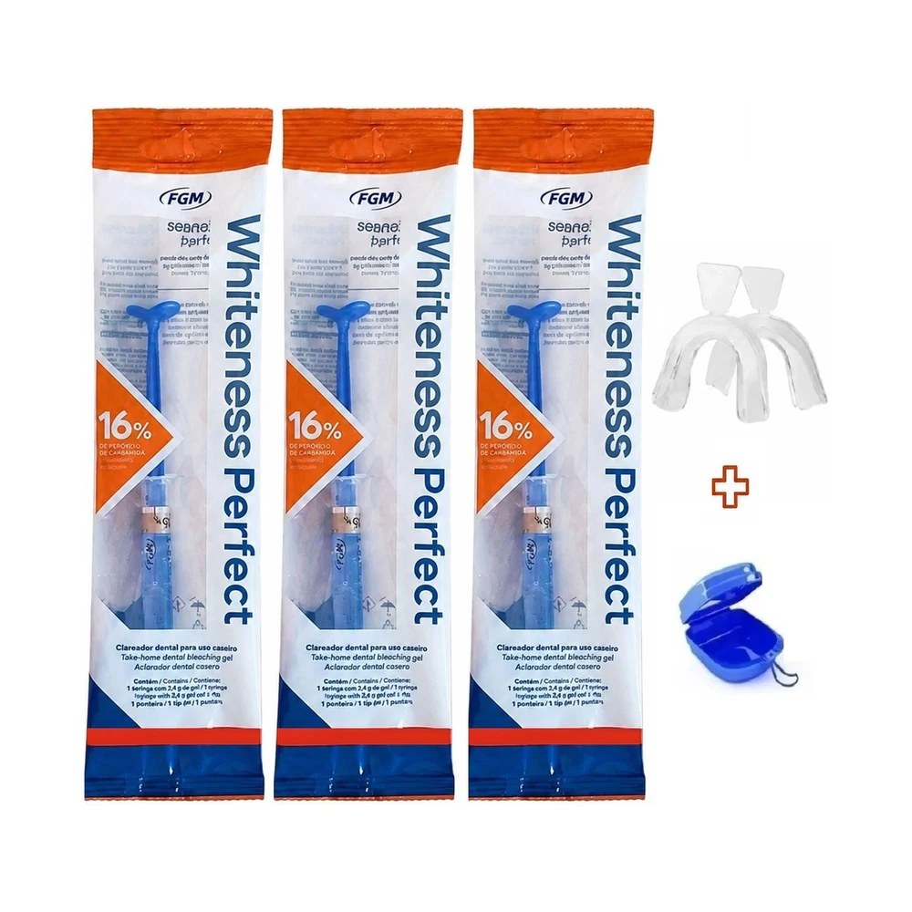 Clareador Dental Whiteness Perfect 16% - 3 Seringas + Moldeira