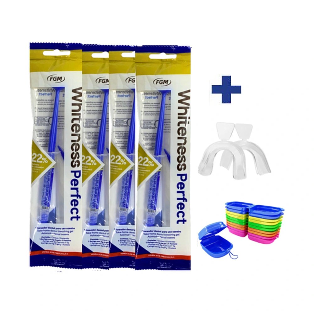 Clareador Whiteness Perfect 22% - 4 Unid + 1 Par de Moldeira