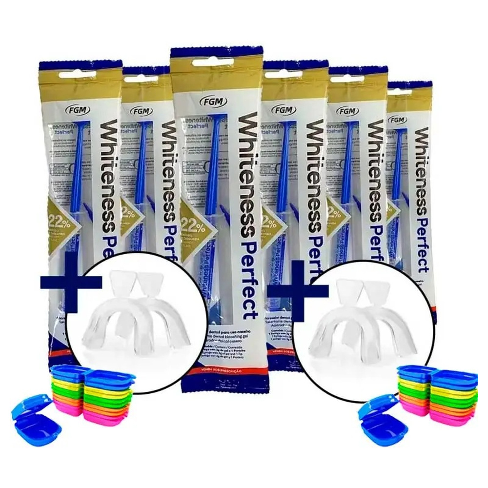 Clareador Dental Whiteness Perfect 22% FGM com 6 Un e 2 Pares de Moldeiras