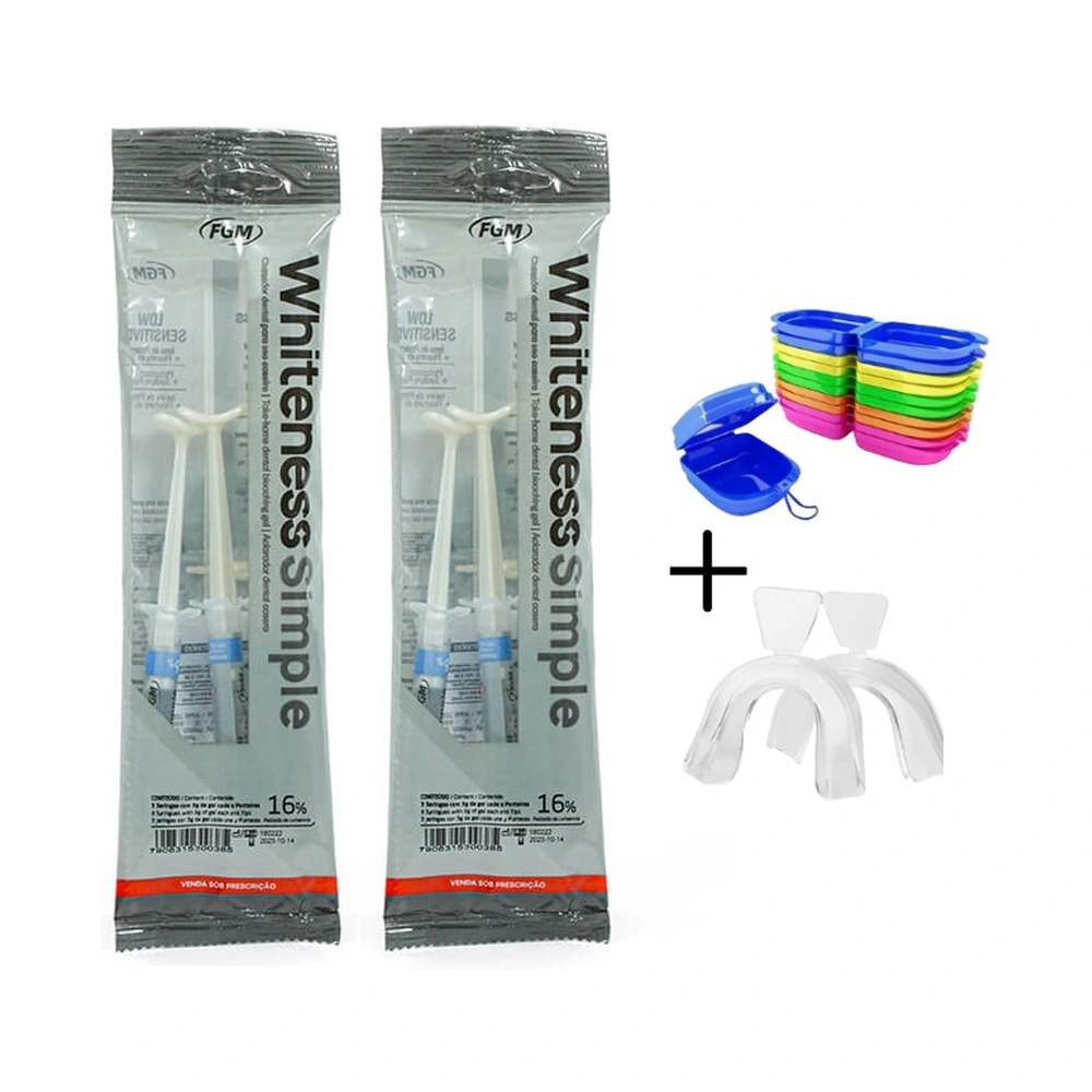 Clareador Dental Whiteness Simple 16% - 6 Seringas + Moldeira