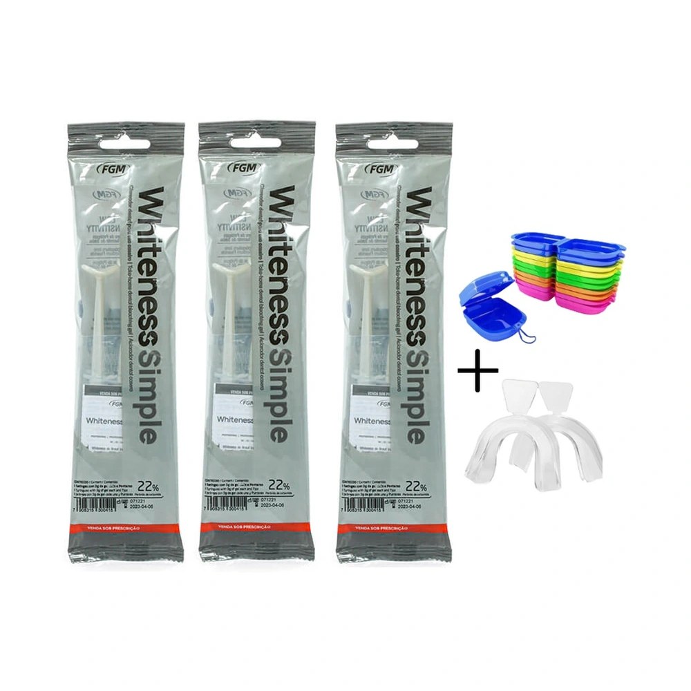 Clareador Dental Whiteness Simple 22% - 9 Seringas + Moldeira