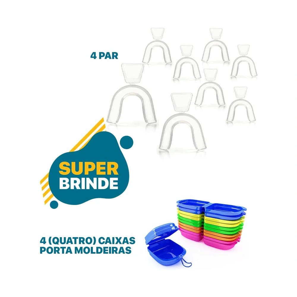 4 Par Moldeira Para Clareamento + Porta Moldeira