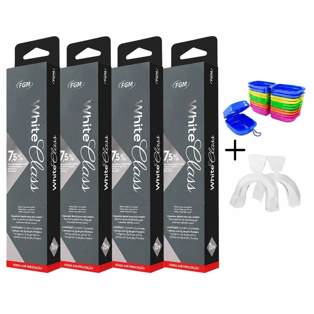 Clareador Dental White Class 7,5% - 4 Seringas + Moldeira