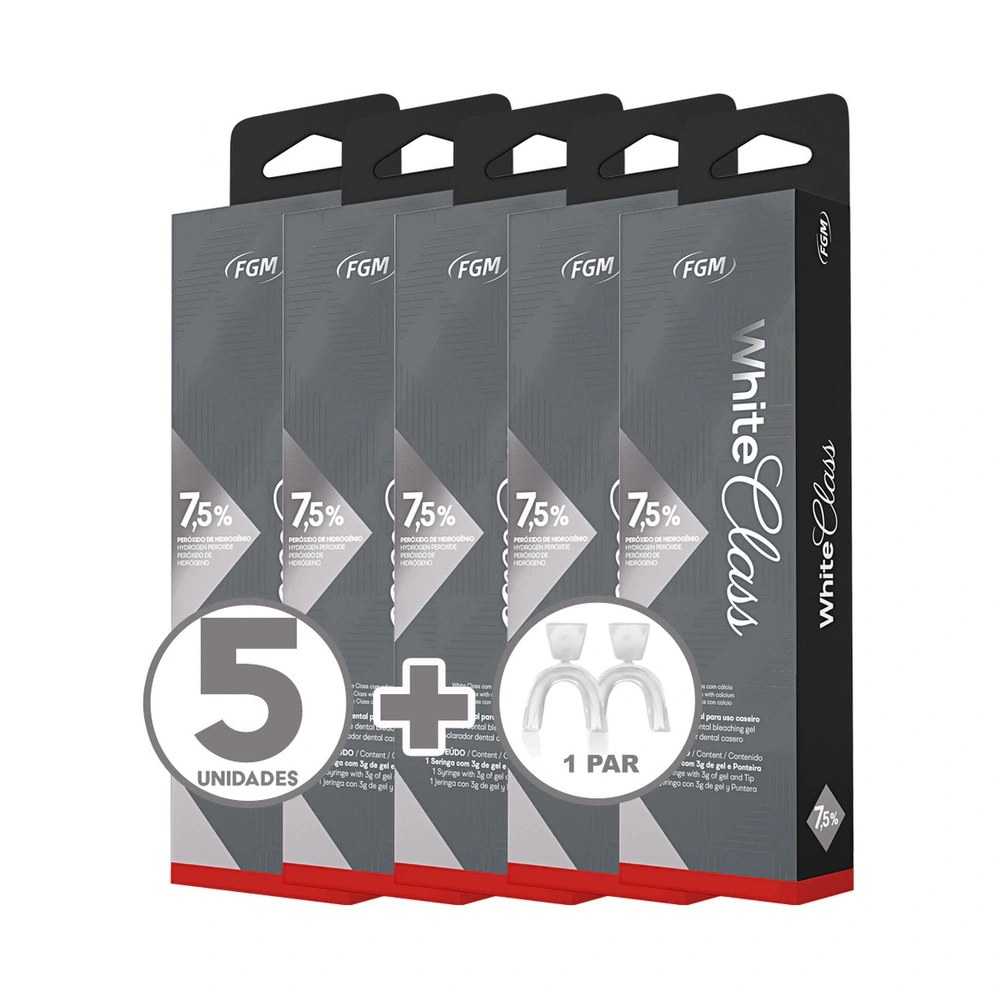 Clareador Dental White Class 7,5% - 5 Seringas + Moldeira