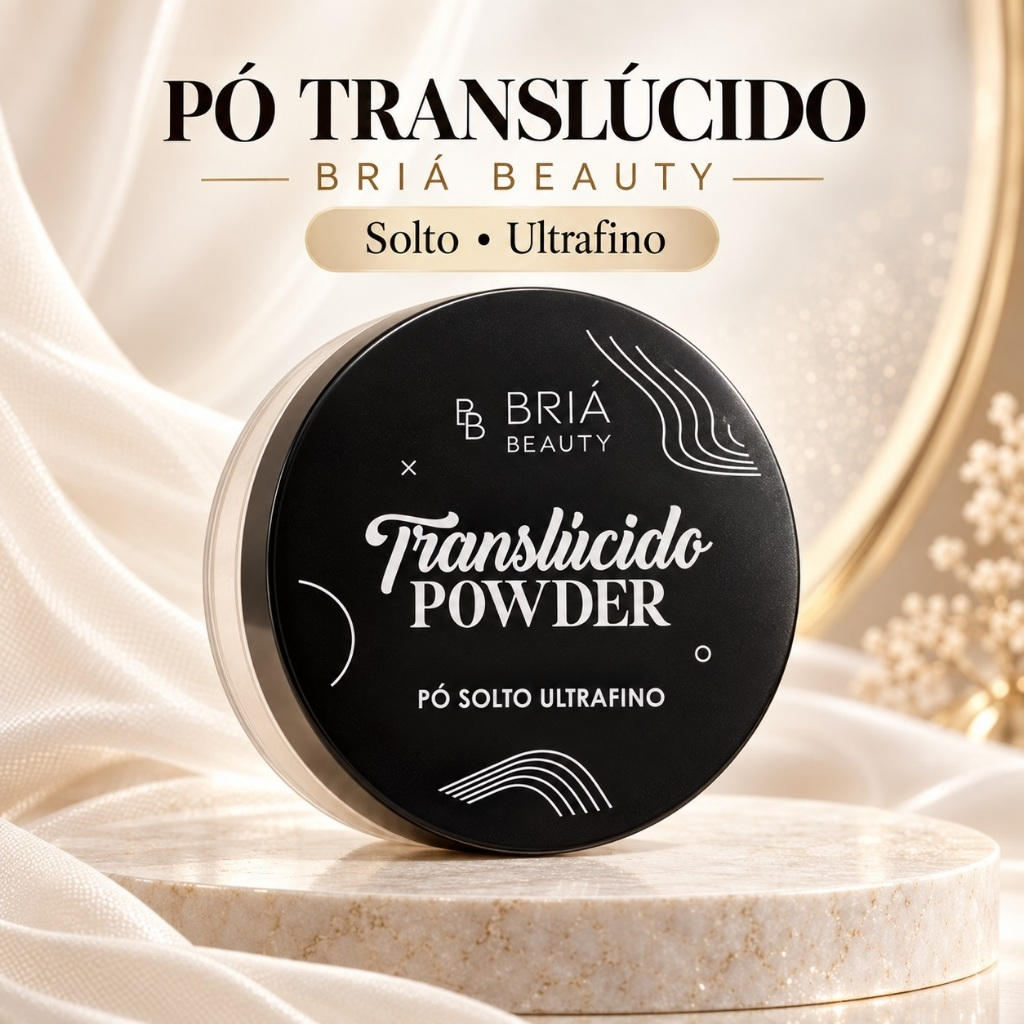 Pó Translúcido Solto Ultrafino Briá Beauty para Finalização da Maquiagem