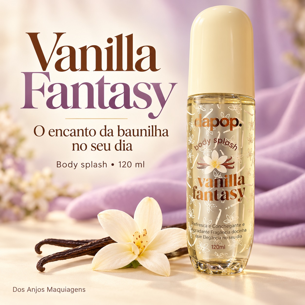 Body Splash Dapop Vanilla Fantasy Baunilha Sem Glitter 120 ml