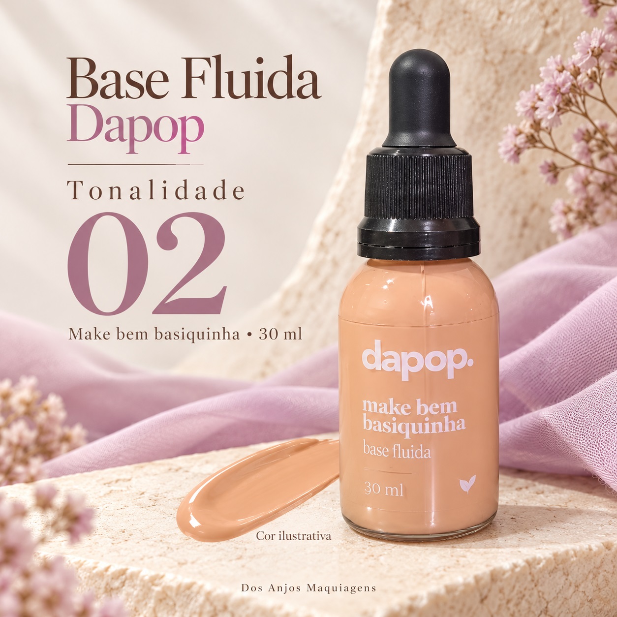 Base Líquida Facial Fluida Dapop Make Bem 30 ml