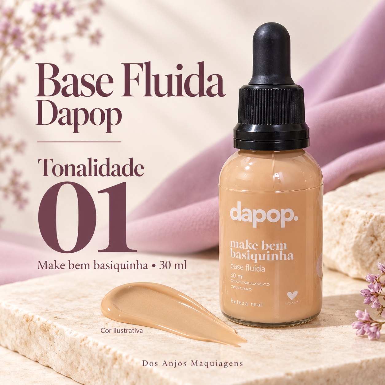 Base Líquida Facial Fluida Dapop Make Bem 30 ml