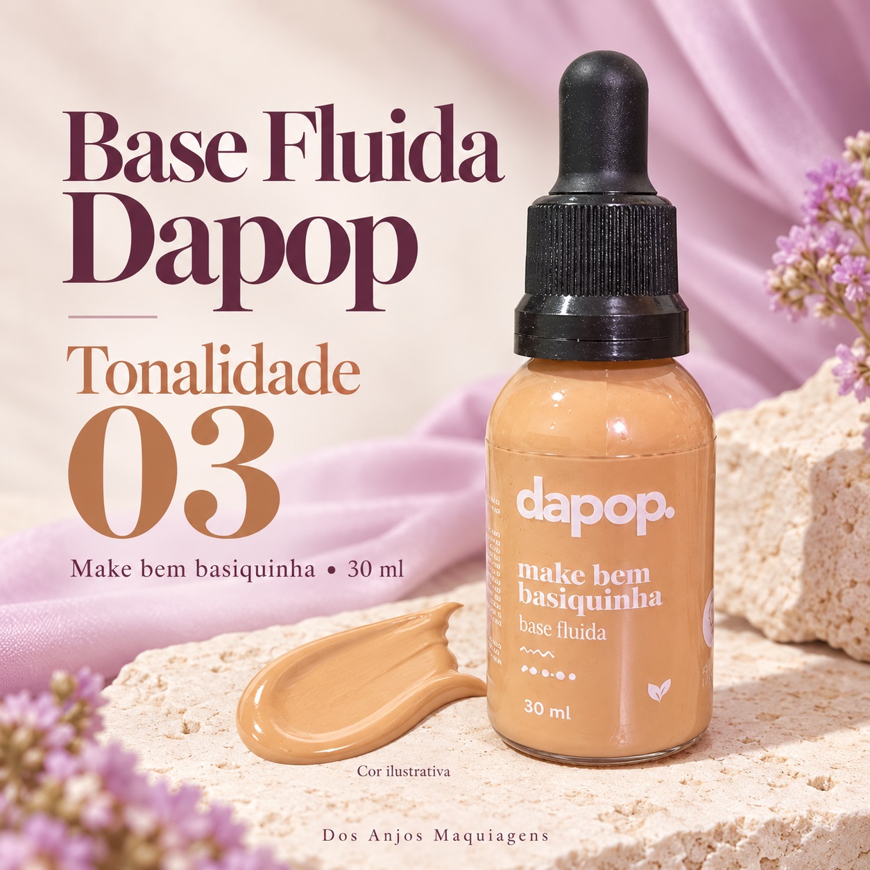 Base Líquida Facial Fluida Dapop Make Bem 30 ml