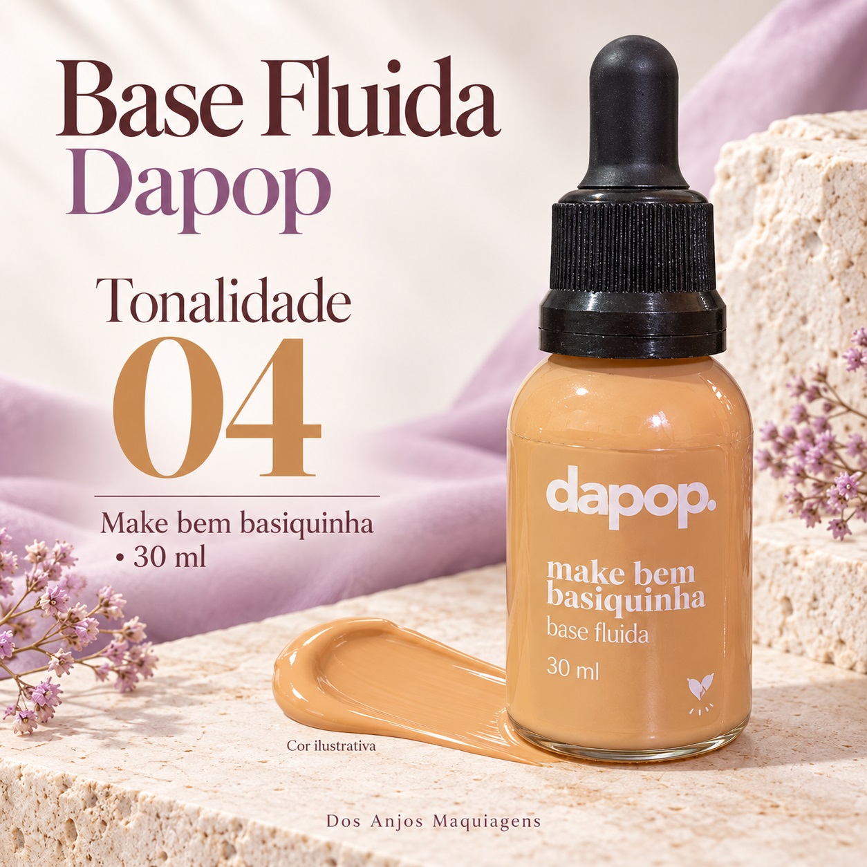 Base Líquida Facial Fluida Dapop Make Bem 30 ml