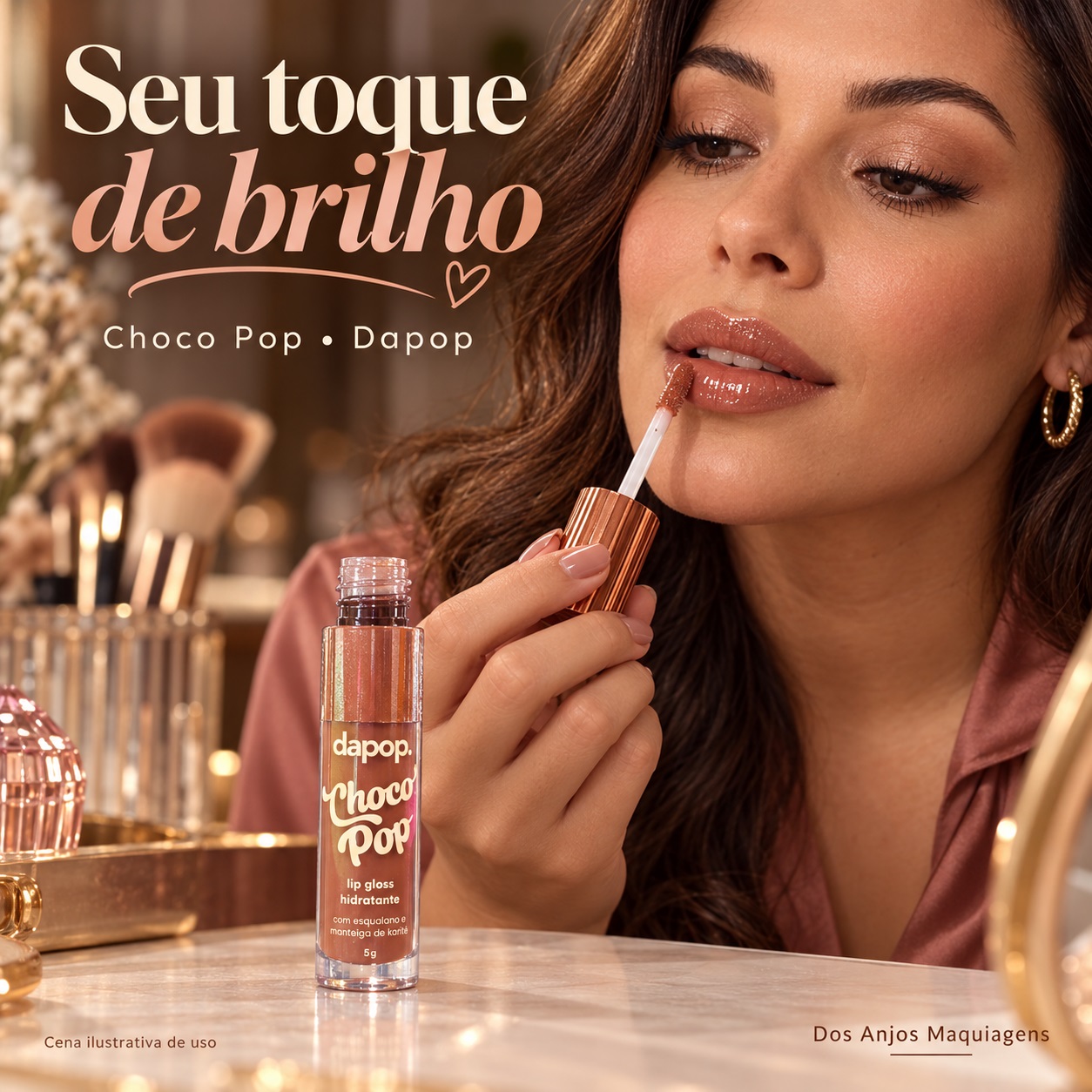 Gloss Labial Hidratante Dapop Chocopop com Esqualano e Manteiga de Karité 5g
