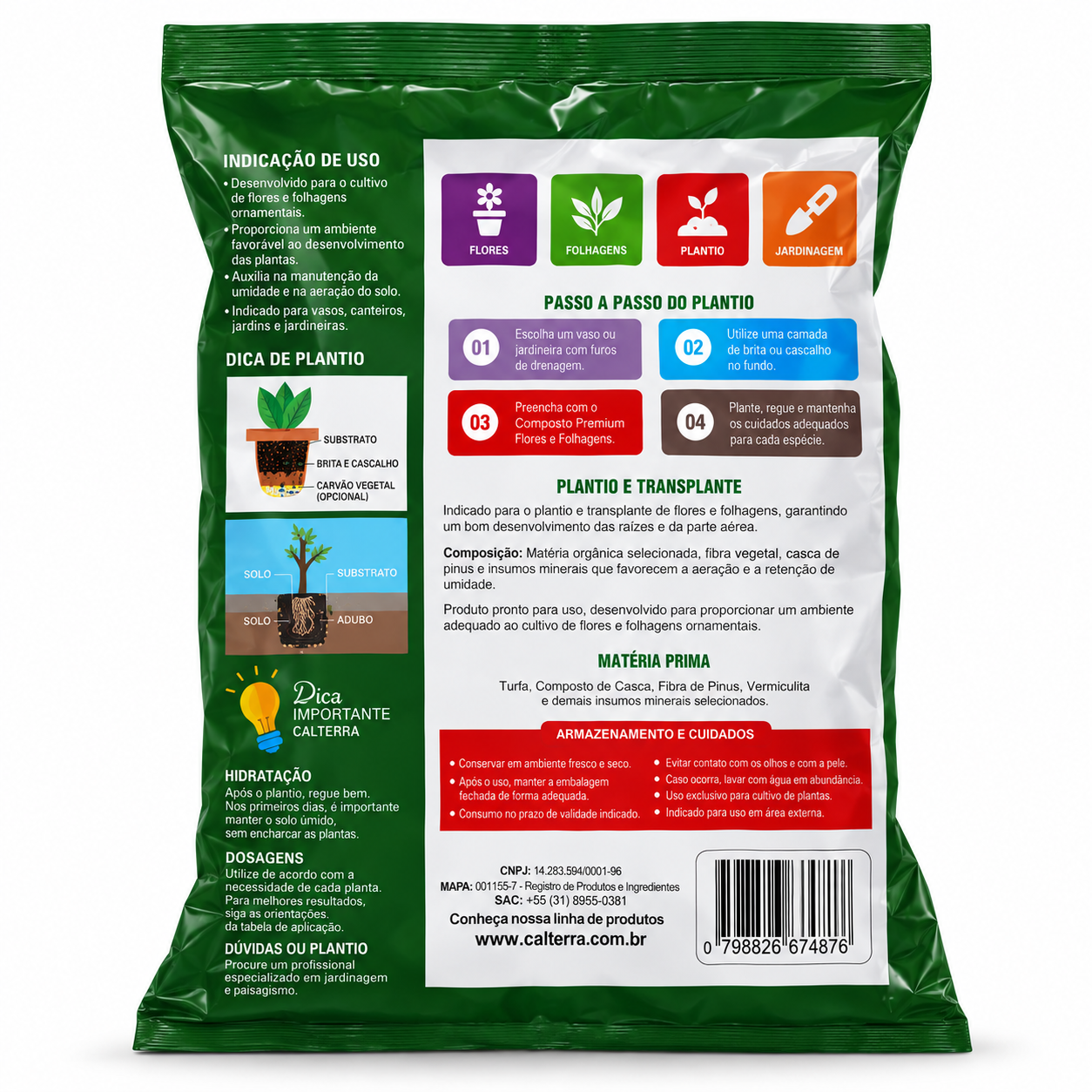 Composto Premium para Flores e Folhagens Calterra — 3 kg