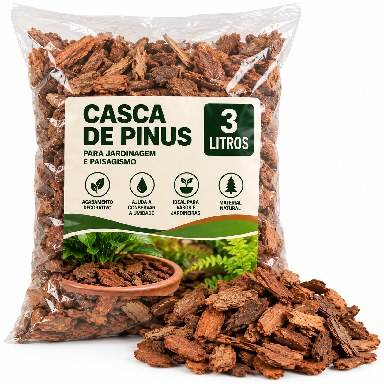 Casca de Pinus — 3 Litros