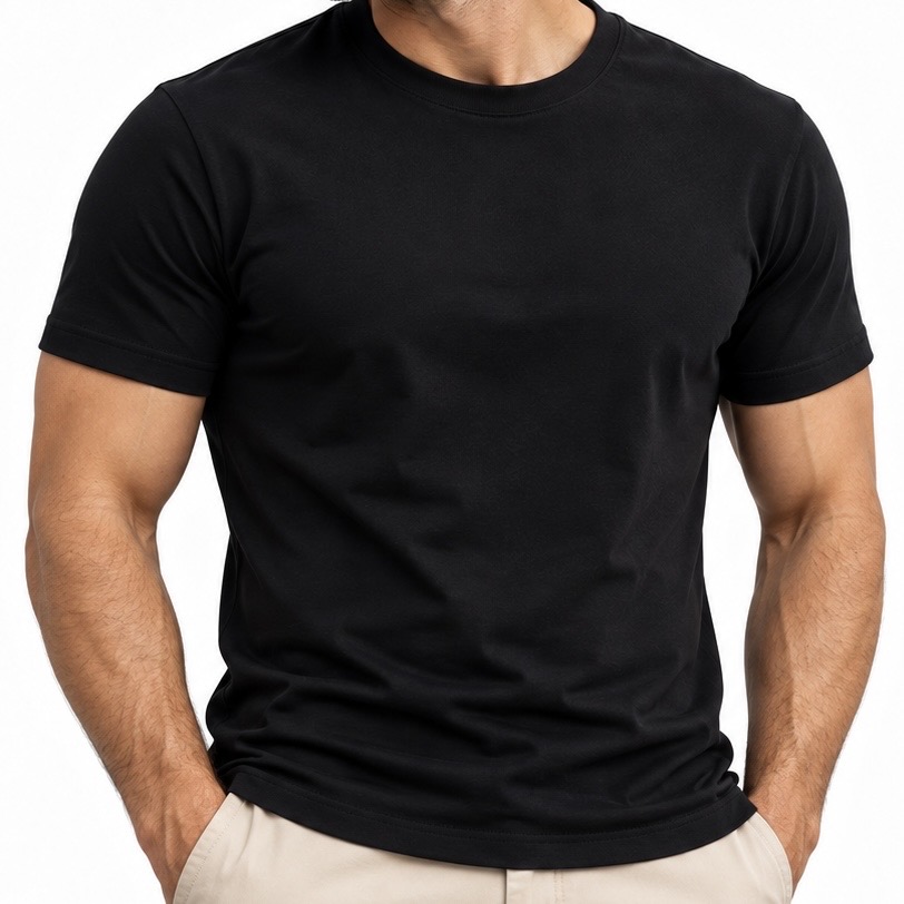 Camiseta Básica Malha Peruana Preta