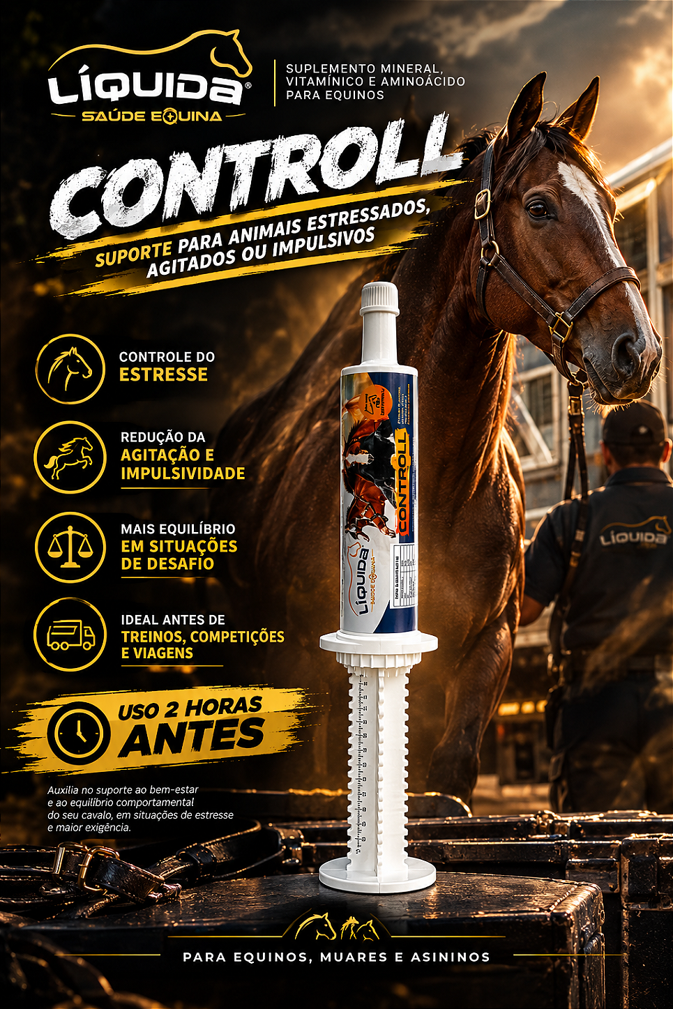 Pasta Controll Liquida Equinos — Suporte ao Equilíbrio e Controle Comportamental de Cavalos Ansiosos