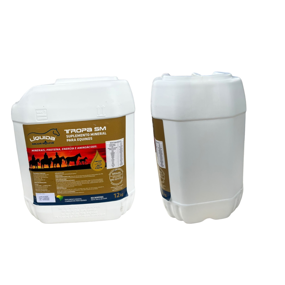 Tropa SM Liquida Equinos 12kg — Suplemento Mineral Completo para Grandes Tropas e Manejo
