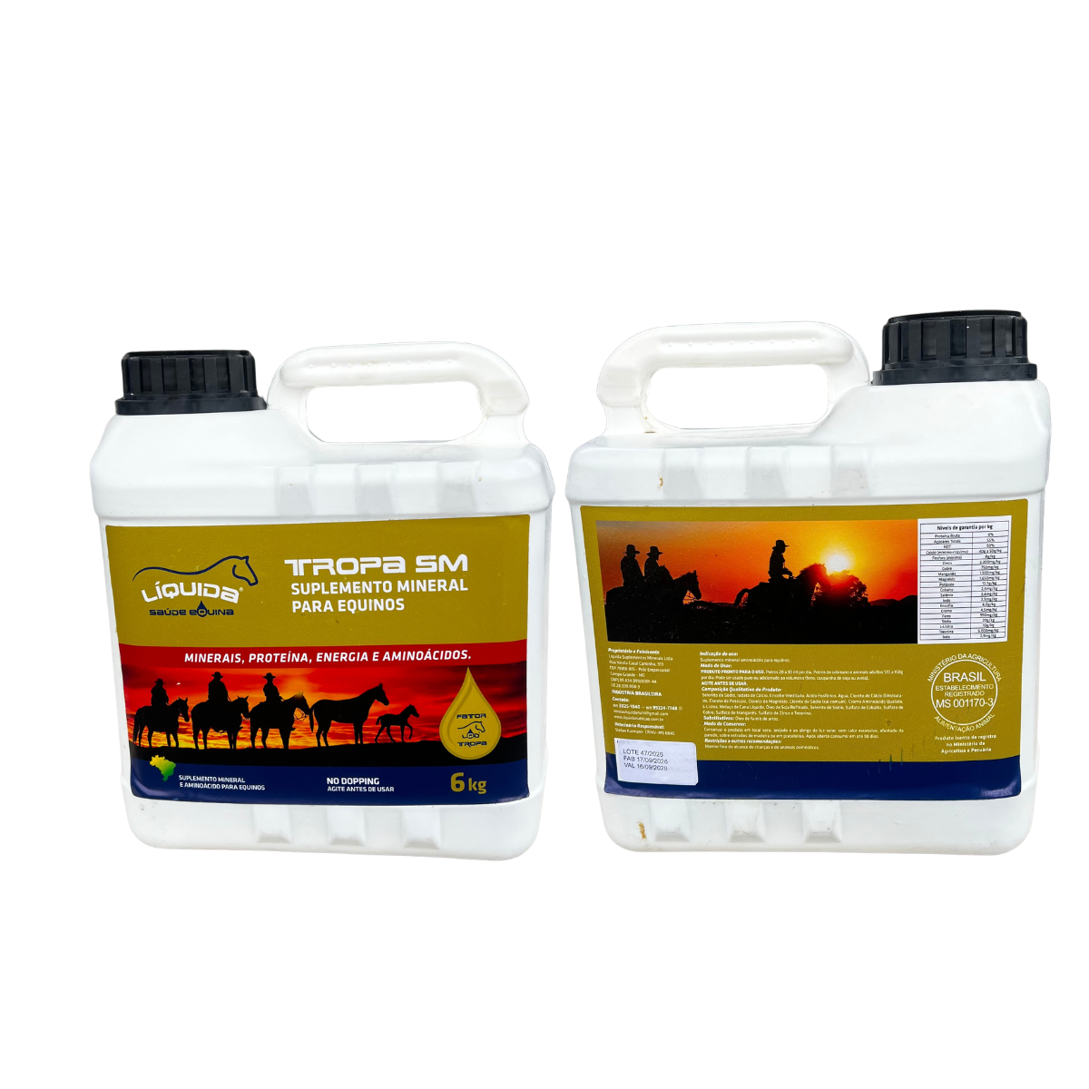 Tropa SM Liquida Equinos 6kg— Suplemento Mineral Completo para Grandes Tropas e Manejo