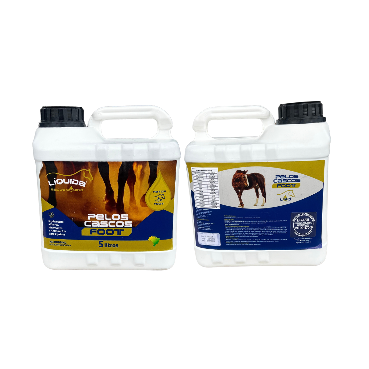 Pelos & Cascos 5lt Liquida Equinos — Suplemento Nutricional para Saúde, Força e Qualidade dos Cascos e Pelagem