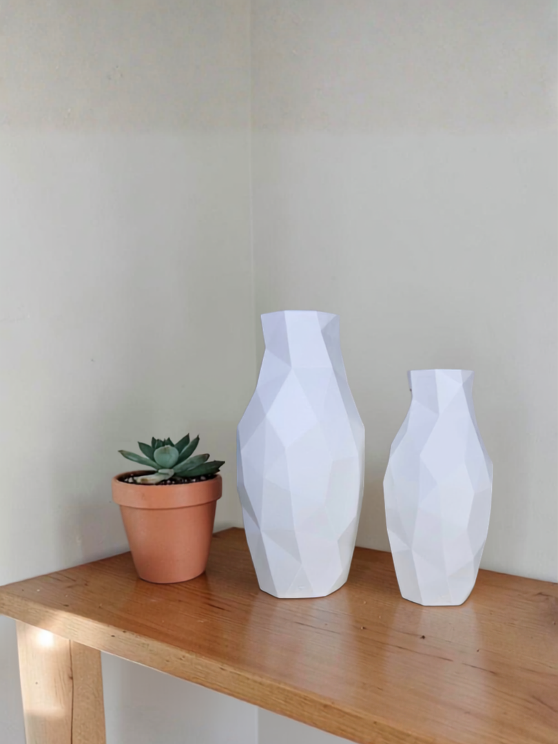 Vaso Decorativo Diamant - Kit com 2 Vasos | Sala Quarto Aparador Mesa Estante