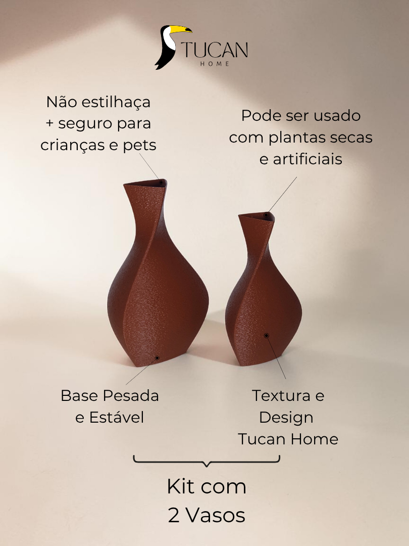 Vaso Decorativo Acqua - Kit com 2 Vasos | Decoração Moderna para Sala, Quarto Aparador
