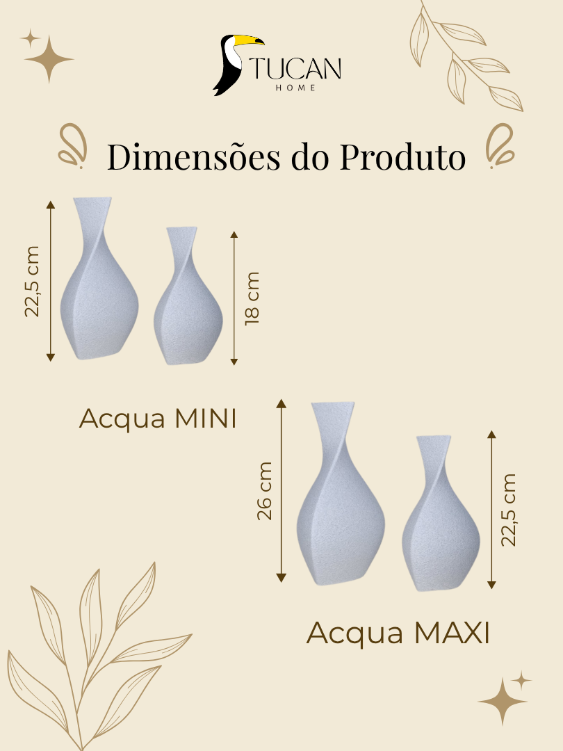 Vaso Decorativo Acqua - Kit com 2 Vasos | Decoração Moderna para Sala, Quarto Aparador