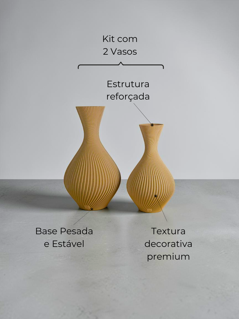 Vaso Decorativo Duna - Kit com 2 Vasos | Decoração Moderna Sala Quarto Aparador