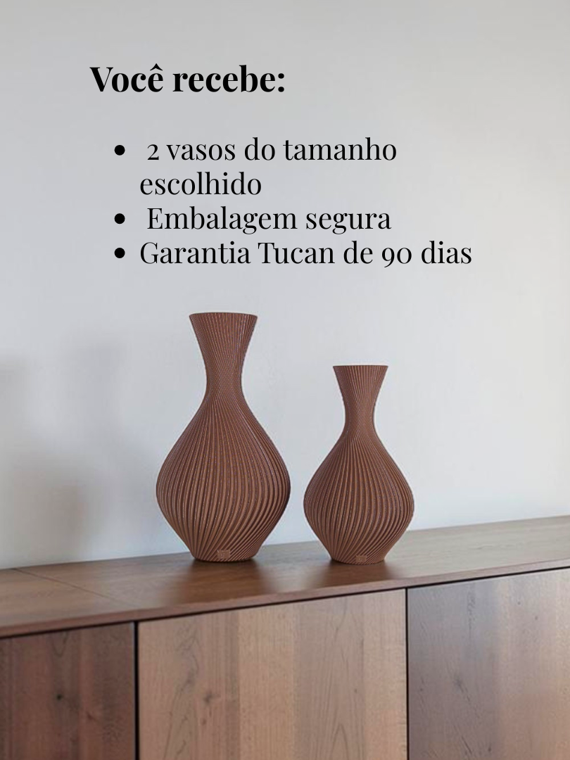 Vaso Decorativo Duna - Kit com 2 Vasos | Decoração Moderna Sala Quarto Aparador