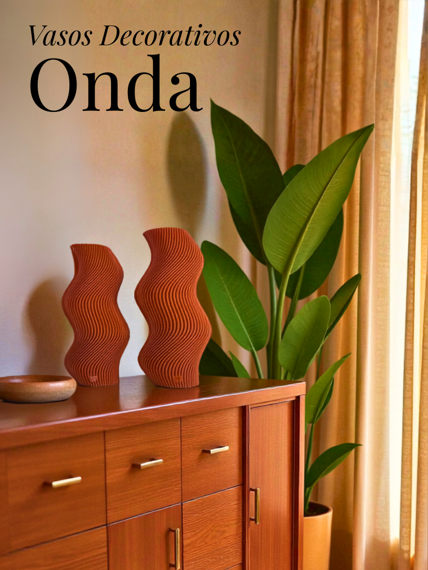 Vaso Decorativo Onda - Kit com 2 Vasos | Decoração para Sala Quarto Aparador