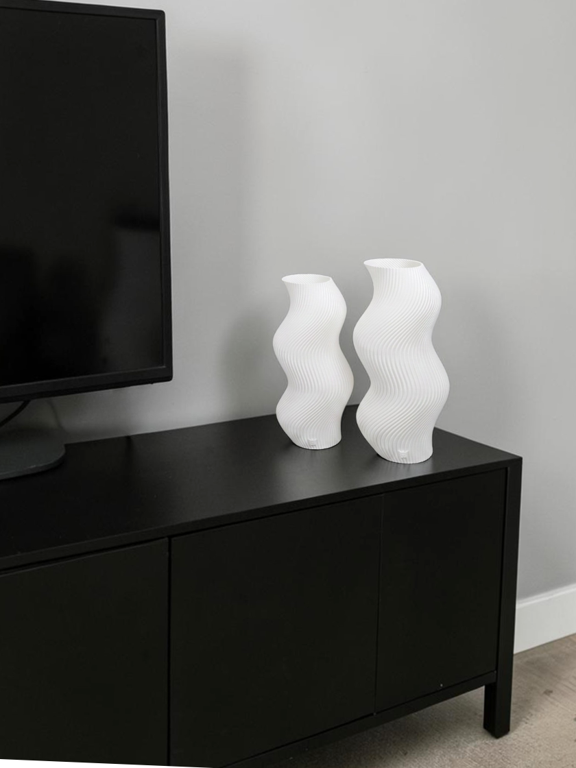 Vaso Decorativo Onda - Kit com 2 Vasos | Decoração para Sala Quarto Aparador
