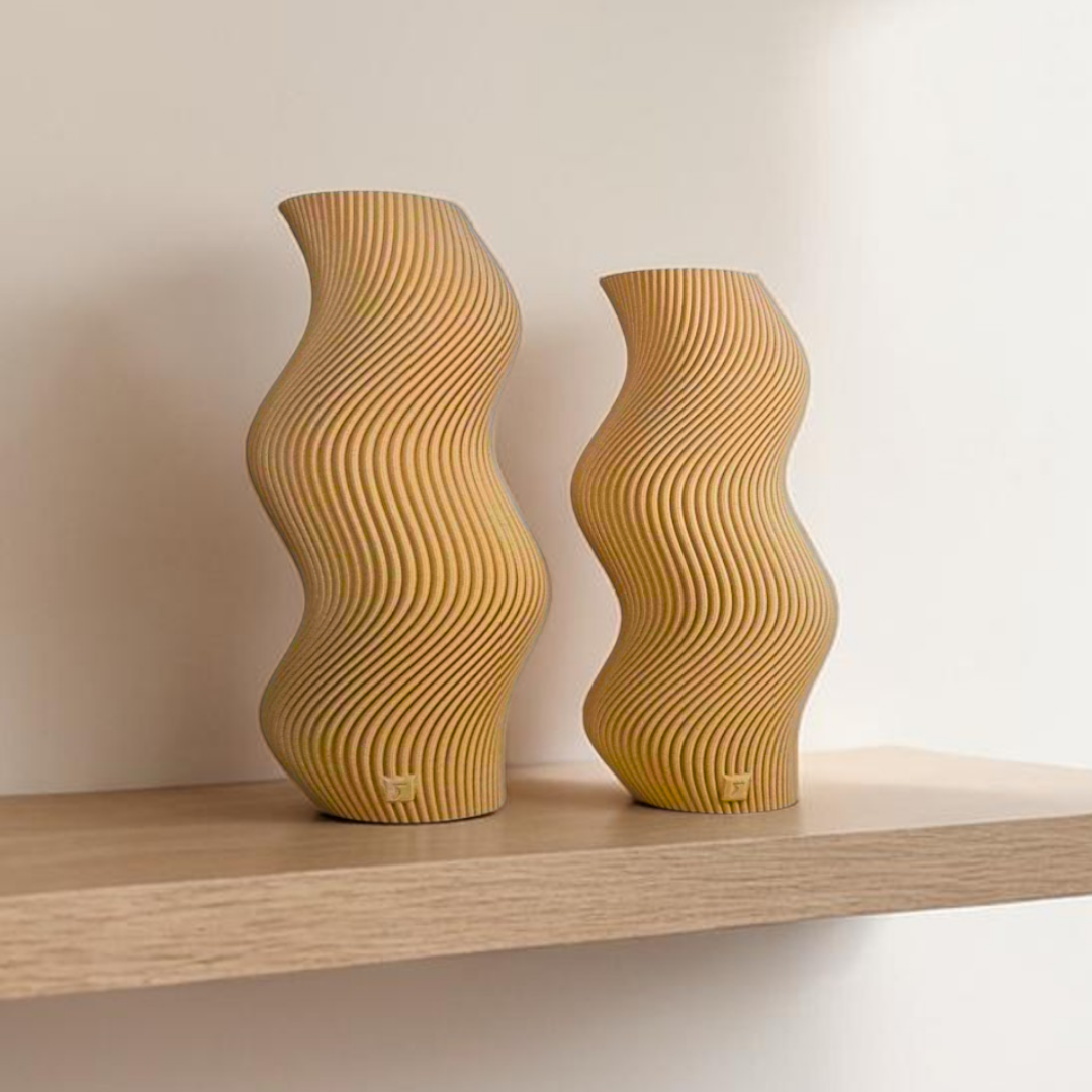 Vaso Decorativo Onda - Kit com 2 Vasos | Decoração para Sala Quarto Aparador