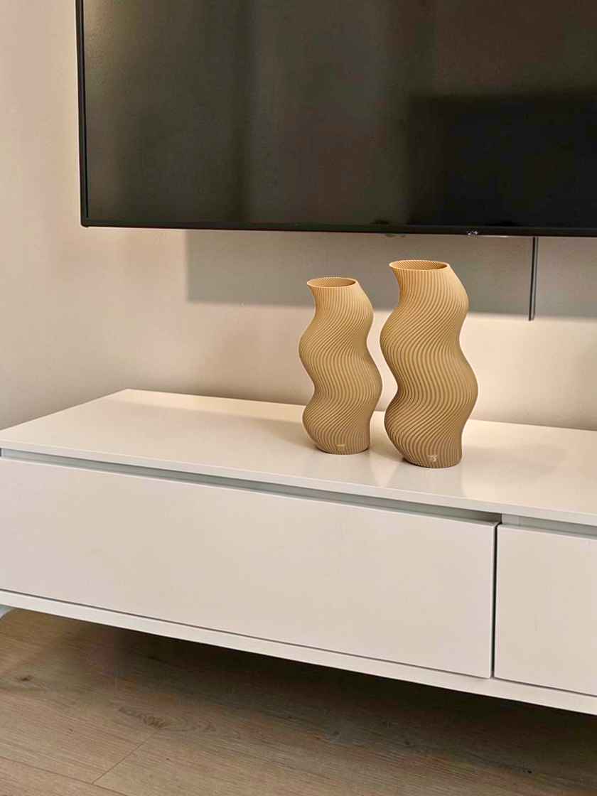 Vaso Decorativo Onda - Kit com 2 Vasos | Decoração para Sala Quarto Aparador