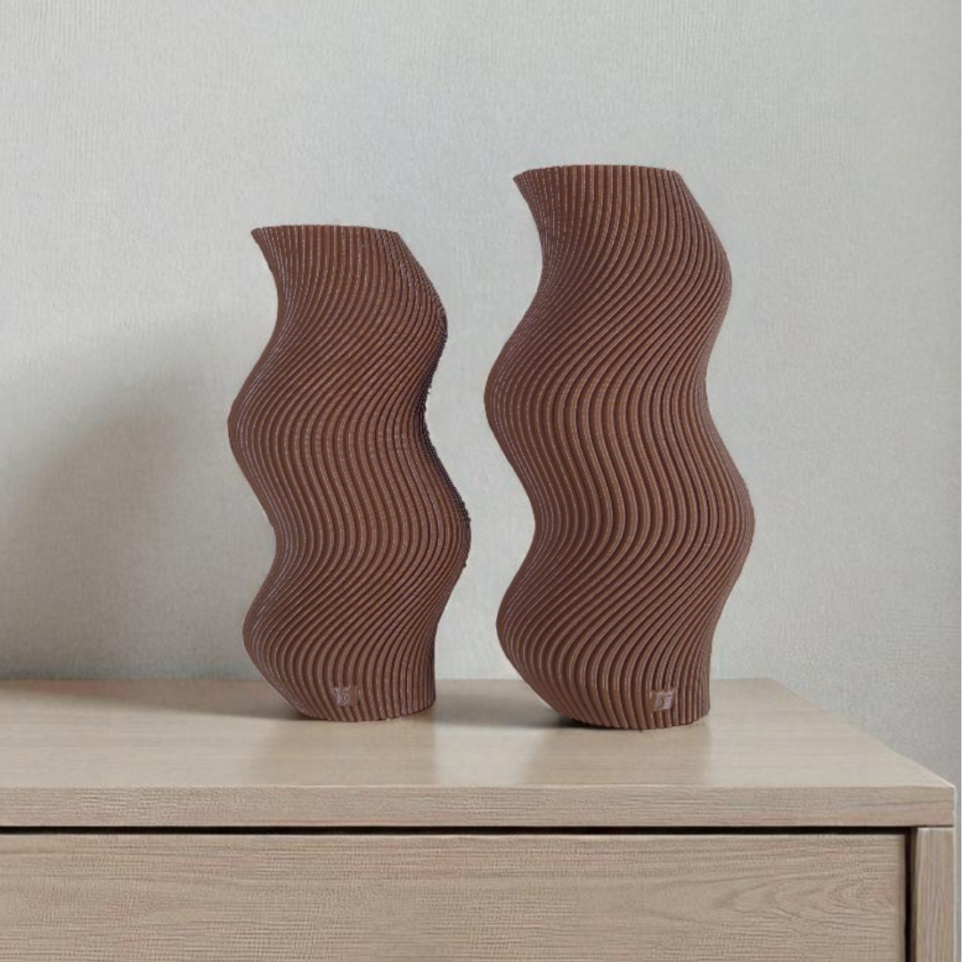 Vaso Decorativo Onda - Kit com 2 Vasos | Decoração para Sala Quarto Aparador