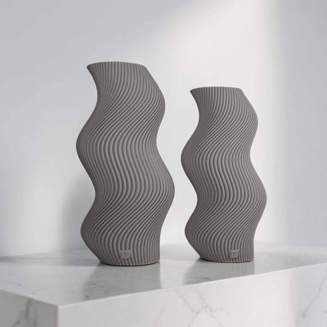 Vaso Decorativo Onda - Kit com 2 Vasos | Decoração para Sala Quarto Aparador