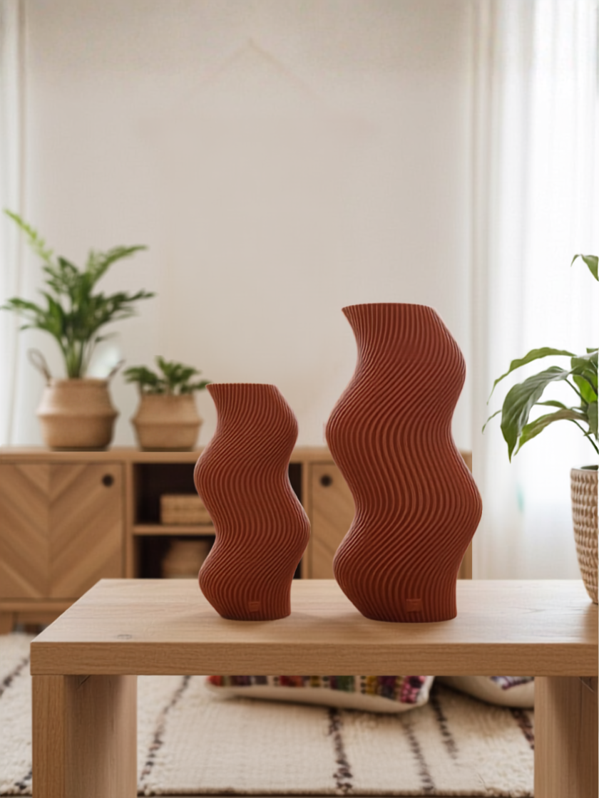 Vaso Decorativo Onda - Kit com 2 Vasos | Decoração para Sala Quarto Aparador